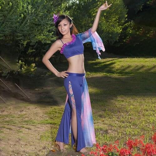 2021 New 601 Belly Dance Dress Women One Side Shoulder Tops Colorful Skirt Latin Dance Dress Performance Modern Dancing Dress