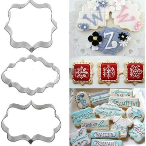1 Set (3pcs) Cookies Pastry Fondant Cake Plunger Sugar Craft Decorating Mold Frame Cutter Tool Biscuit Cookie Decorating
