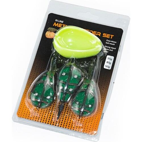3pcs/Set Inline Method Carp Fishing Feeders 30/40/50g Mould Set &T8