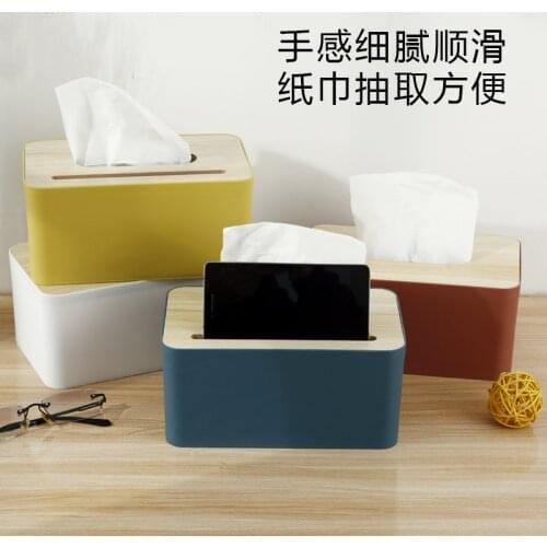 4 Color Tissue Box Wooden Cover Toilet Paper Solid Wood Napkin Holder Case Simple Stylish Tissue Paper Dispenser Home Organizer