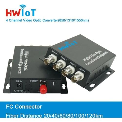 4 Channel Fiber Optic Video Media Converter for HD-TVI/CVI/AHD Camera with or without RS485 Including Transmitter and Receiver 2