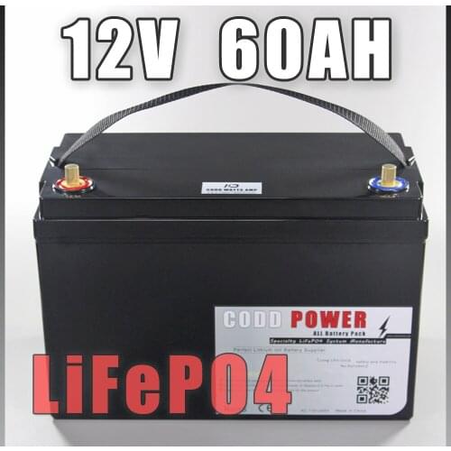 LiFePO4 12V 60AH Battery Pack For UPS led lights Solar Golf Car Lithium iron phosphate batteries 14.6V