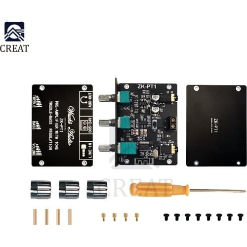 PT1 Bluetooth 5.0 Audio Receiver Decoder Stereo Tone Board Volume Controller Treble Bass Tonal preamp Amp Knob For Amplifier DIY