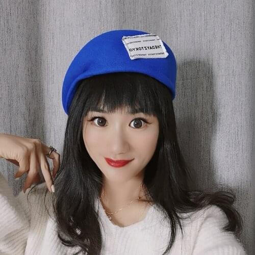 In winter new wool felt blue berets for women painter cap hat female Literature and art