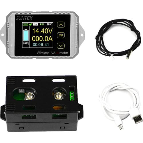 Wireless DC Voltmeter Amperemeter With Sampler Current/Capacity Meter Coulombmeter+USB WIRE+Temperature Sensor 0-100v 30-300A