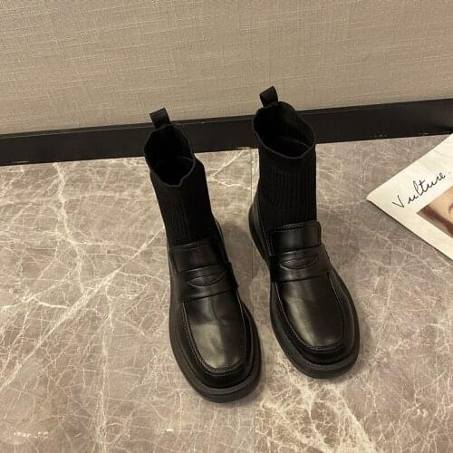 GOOHOJIO 2020 New Autumn Flat Sock Boots Female Ankle Boots Woman Shoe All-match Breathable Round Toe Boots Shoes Women Booties