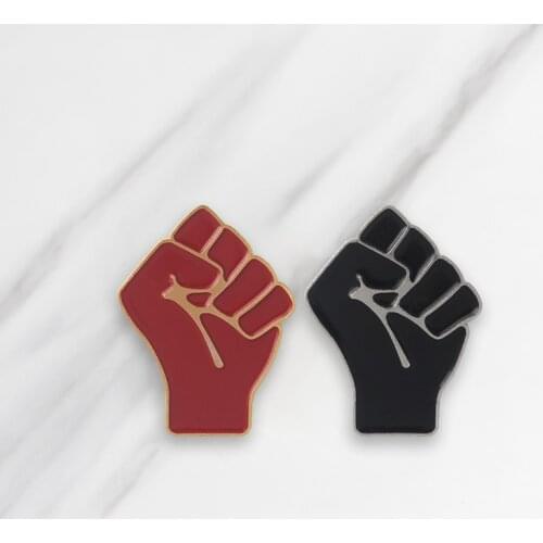 Raising Fist Soft Enamel Brooches Black Red Collar Pins for clothes Shirt Bag Hat Badge Communism Jewelry Gift for Friends
