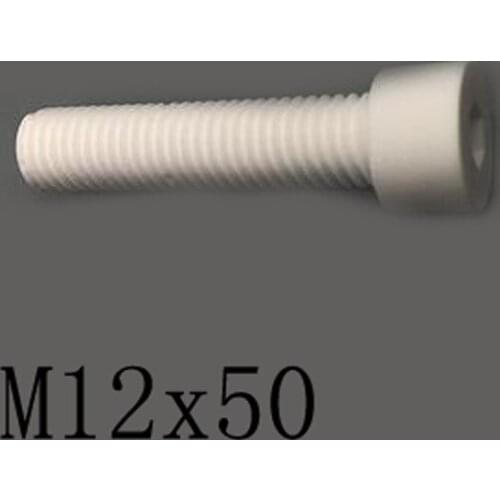 2pcs M12x50mm Inner Hexagon Cylindrical Head Screw Ceramic Insulated Bolt High Temperature Corrosion Resistance Zirconin