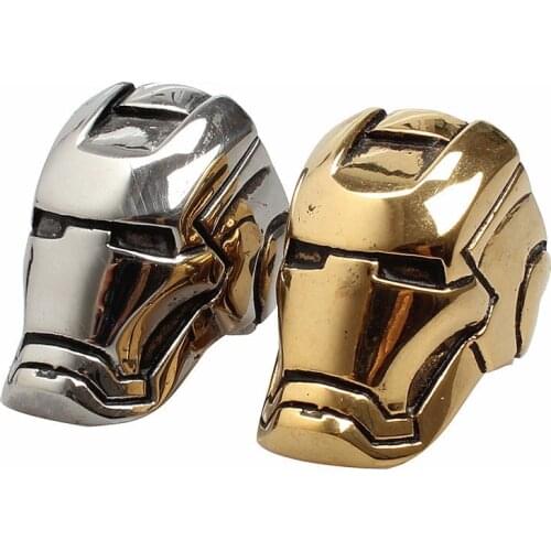 European and American jewelry Iron Man helmet mask titanium steel ring