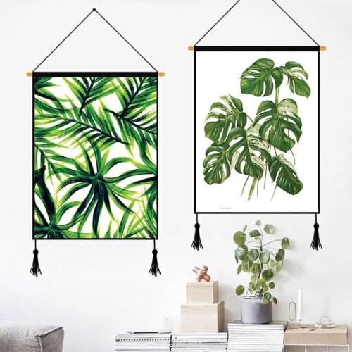 Tropical Leaves Canvas Paintings Green Plants Wall Hanging Posters Digital Oil Dying Wall Decor in Living Room Home Decoration