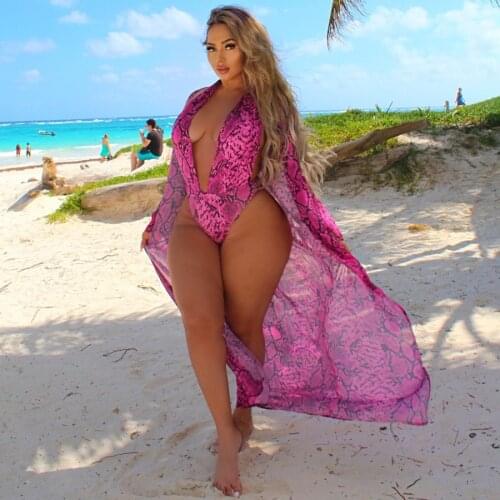 Sexy Sheer Long Cover Ups Beach Wear with Deep V Neck Hater Bodysuit Women Swimsuit Summer See Through Vacation 2 Pcs Set 2021