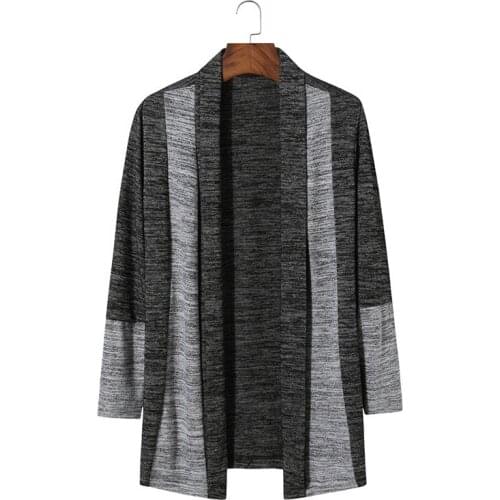 Fashion Casual Autumn New Mens Classic Placket Cuffs Hit Color Korean Cardigan Sweater