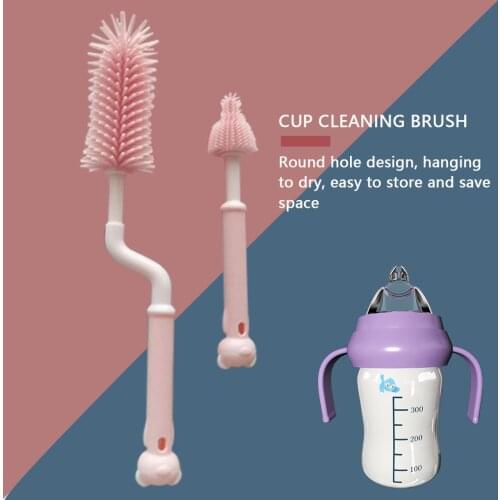 2021 New Baby Bottle Cleaner Brushes Silicone 360 Degree Rotation Long Handle Baby Milk Bottle Nipple Cup Clean Cleaning Brush