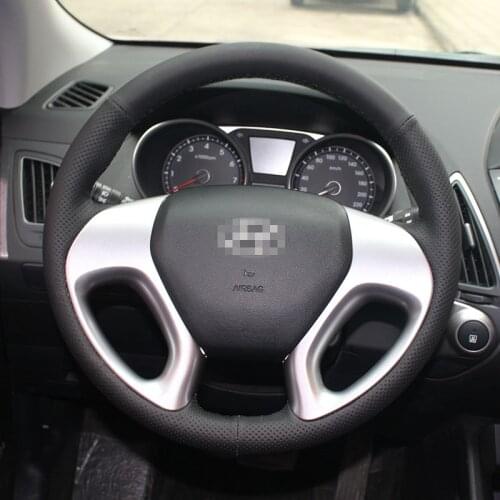 New Anti Slip Black Leather Steering Wheel Stitch on Wrap Cover For Hyundai IX35