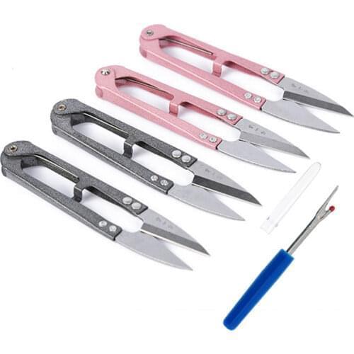 2Pcs/Set Portable U Shape Embroidery Cross-stitch DIY Fabric Cutter Sewing Scissors with Seam RipperThread Scissors Yarn Shears