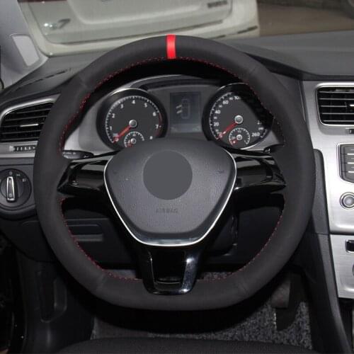 APPDEE Black Suede Hand-stitched Car Steering Wheel Coverfor Volkswagen VW Golf 7 Mk7 New Polo Passat B8 Tiguan Sharan Jetta