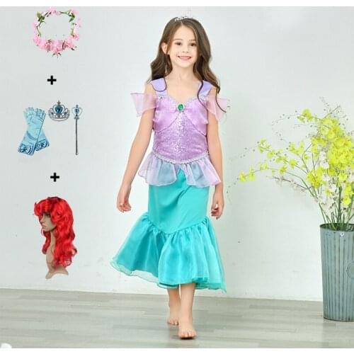 Little Girls Mermaid Dress Kids Cosplay Princess Costume Fancy Dress Halloween Christmas Birthday Party Clothes Cosplay Outfit