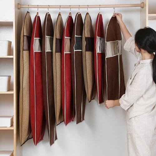 Embossed Non-woven Fabric Dust Cover Hanging Bag with Zipper for Clothes Garment Coat Dress Moth-proof Protector JF016