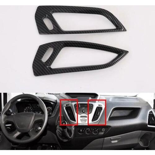Car Dashboard Central Air Vent Frame Trim Styling For Ford Transit 2017 For Ford Tourneo Custom 2016 Auto Moldings 2pcs