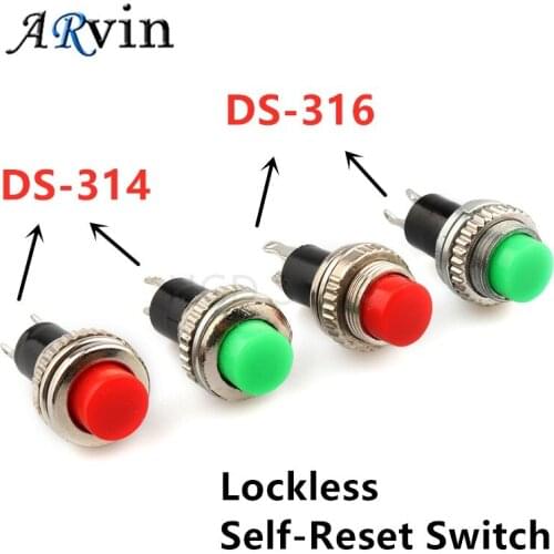 DS-316 DS-314 Mall Button Switch Unlocked Self-Reset Doorbell Horn Electric Switches 10mm Momentary OFF-(ON)Push Button Switches