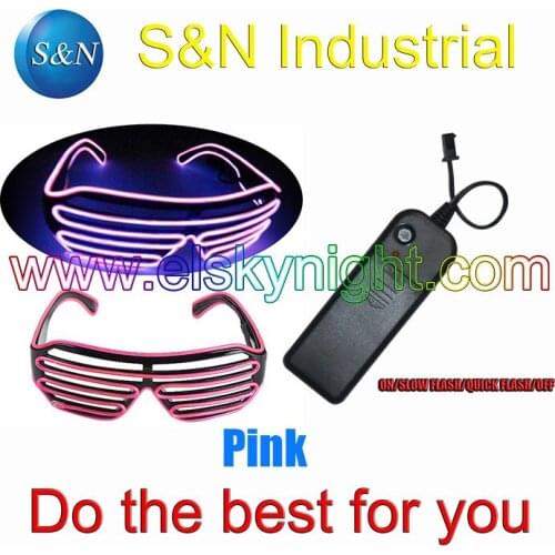 Pink El Wire Shutter Party Glasses - on/slow flash/quick flash/off/Function 4 holiday,party ,festival,show