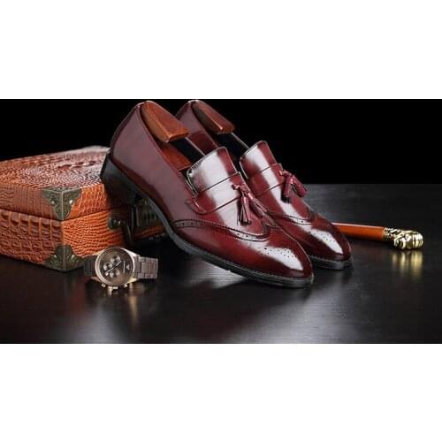 Italian Fashion 2020 Mens Dress Brogue Shoes Quality Leather Business Office Oxford Shoes For Men Lace Up Round Toe Shoes
