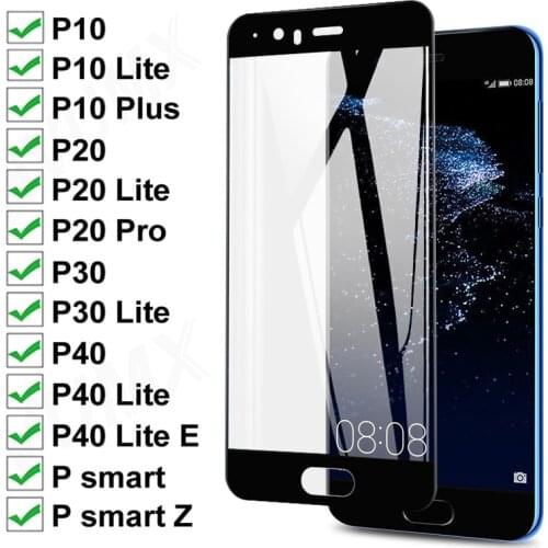 15D Full Tempered Glass For Huawei P10 Plus P Smart Z 2019 Screen Protector Huawei P30 P40 Lite E P20 Pro Protective Glass Film