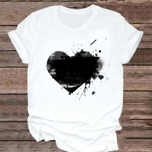 Women Watercolor Love Lovely Short Sleeve Fashion 2021 90s Graphic Clothes Tshirt Top Lady Print T Female Tee T-Shirt