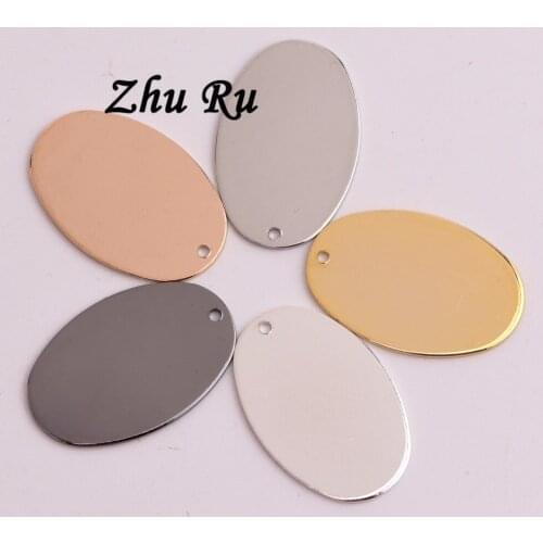 ZHU RU 10pcs/lot 26.8*17.6mm Can be lettering copper Oval zipper head Shape Earrings Connector Diy Jewelry Findings Accessories
