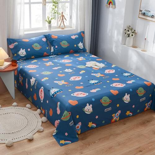 1PC 100%Cotton Cartoon Bed Sheets Flat Sheet Bedding Top Sheet Queen King Children Bed （Pillowcase not included）Dropshipping