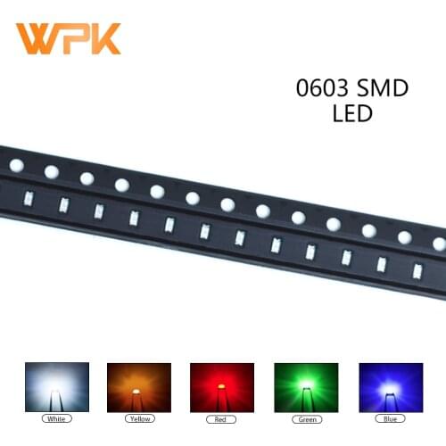 100pcs 0603 SMD LED Red Yellow Green White Blue Orange UV Light Emitting Diode PCB DIY Assorted Kit
