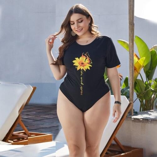 2021 Summer Women O Neck Short Sleeve Floral Print Casual Tops Black 4XL Plus Size Tee Shirts Women Clothing