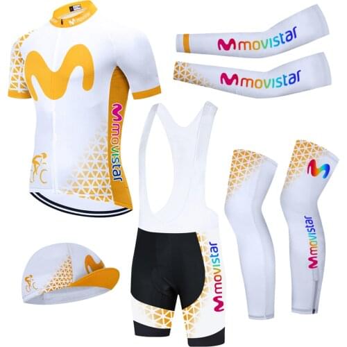 5pcs Cycling Jersey MAILLOT MOVISTAR Team Summer Cycling Jersey Set Breathable Sportswear Bicycle Jerseys Mens Cycling 20D
