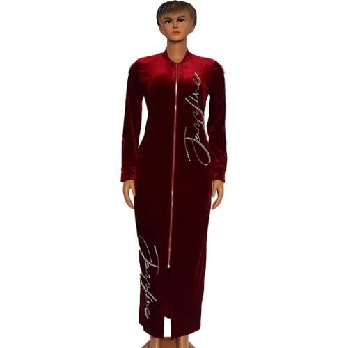 Velvet African Dresses For Women 2021 Winter Spring Africa Clothing Muslim Long Maxi Dress High Quality Fashion Dress Lady