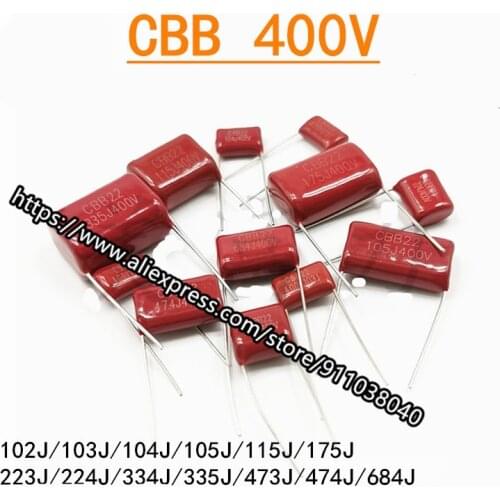 CBB Film Capacitor Sample Pack Component Pack 400V 13 kinds of capacitance, 5pcs of each kind, 65 in total