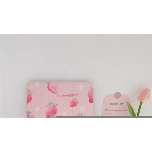 Cute Strawberry For iPad Pro 2020 2018 AIR3 10.5 inch Case for iPad 2017 2018 Air2 9.7 Mini 5 Cover Capa With Pencil Slot Cases
