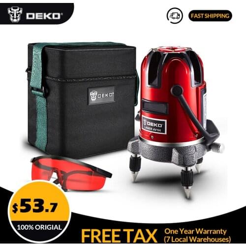 DEKO LL57T Red Laser Leverl Self Leveling 360 Degrees Multi Mode With Tripod Set and Cloth Bag 5 Lines 6 Points