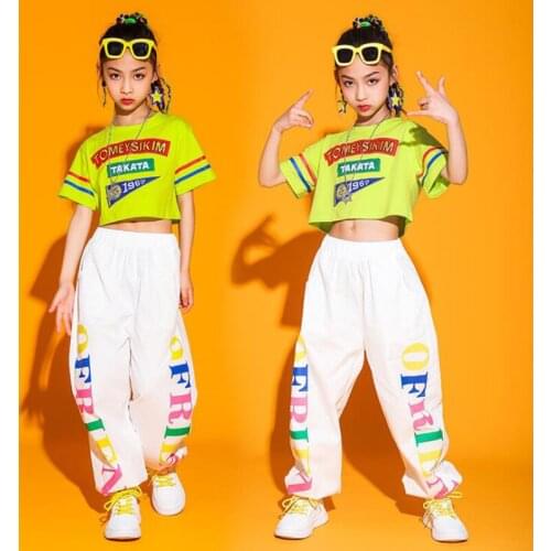 Kids Ballroom Hip Hop Clothing Outfit Crop Tank Tops Tshirt Streetwear Pants For Girls Carnival Jazz Show Dance Costumes Clothes