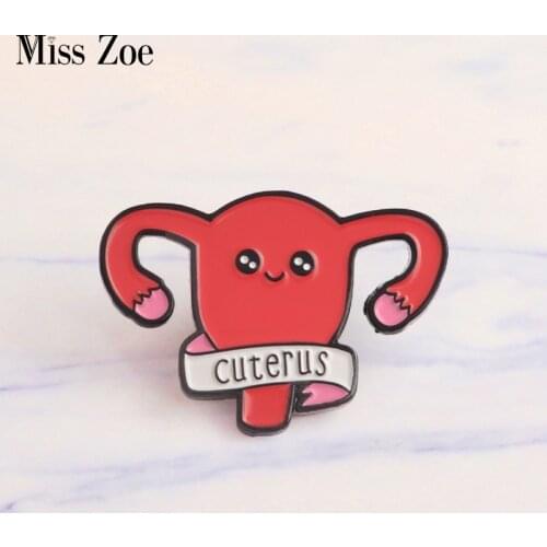 Cuterus Enamel pin Women female uterus womb Brooches Gift Feminism icons Pin Badge Button Lapel pin for Clothing cap bag