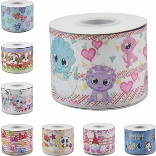 HSDCraft Free shipping 50 Yards/Roll HT Printed Grosgrain ribbon for diy Hair Accessories