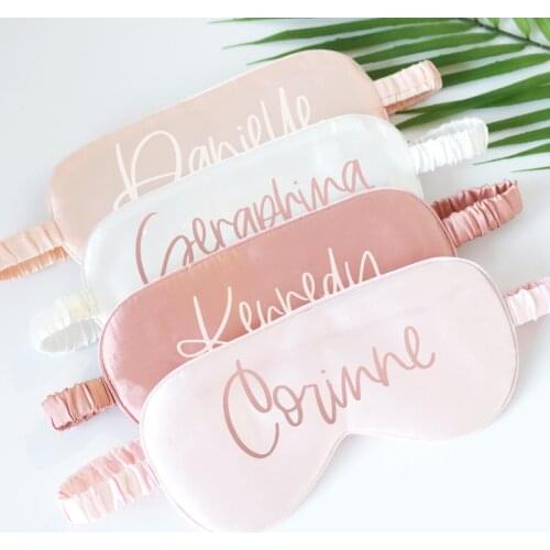 Personalized bridesmaid Eye Masks- Bachelorette - blush - Maid of Honor proposal gifts- Custom silky satin mask - Bridal gifts