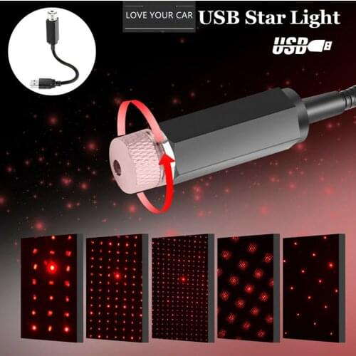 USB Car Interior LED Light Roof Home Atmosphere Starry Lamp Star Projector Plug And Play Night Lights