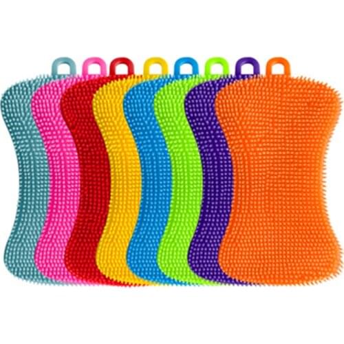 Kitchen Cleaning Brush Silicone Dishwashing Brush Pot Pan Sponge Scrubber Fruit Vegetable Dish Washing Cleaning Brushes