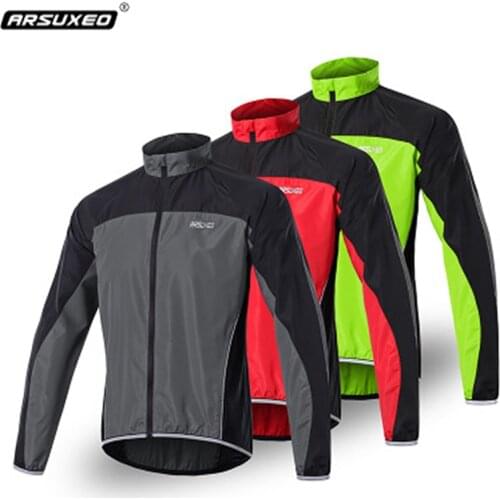 ARSUXEO Ultralight Men Cycling Jacket Windproof Reflective Road Mountain MTB Bike Bicycle Windbreaker Running Wind Jacket
