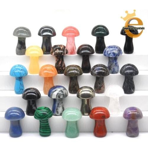 1" Mini Mushroom Statue Natural Crystals And Stones Healing Rose Quartz Amethyst Labradorite Gemstones Reiki Home Decoration