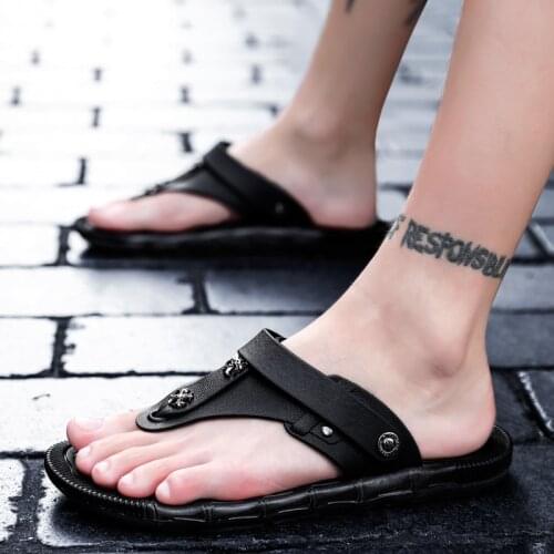 ZEEKSON Mens Flip-Flop Sandals Summer Flip Flops Mens Student Soft Sole Non-slip Sandals Outdoor Leisure Dual-use Sandals