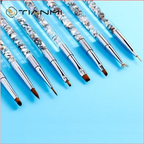 TIANMI Nail Art Crystal Pens Sequin Bar Nail Brush Set Acrylic Nail Art UV Gel Carving Brush Glitter Pen Beauty Manicure Brush