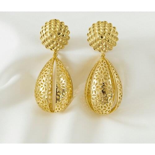 Nigerian Dubai Arabic Wedding Jewelry Long Earrings For Women African Bridal jewellery