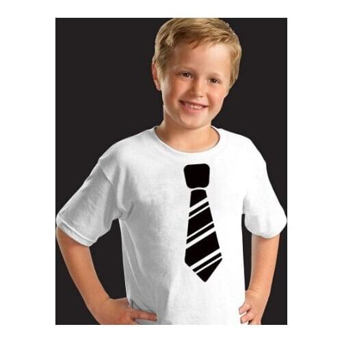 New Necktie Print Boys T Shirt Short Sleeve Fashion Children Casual Tee for 2-11