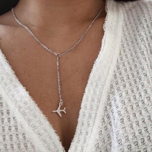 New Aircraft Pendant Choker Necklaces for Women Vintage Tassel Pendants Chains Necklaces Jewelry Wholesale Collares